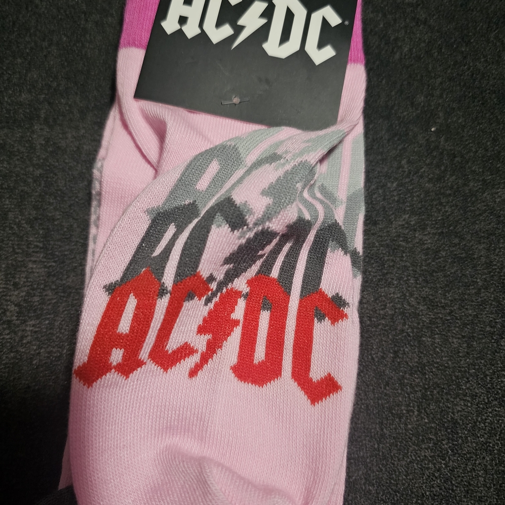 AC/DC Pink and Gray Casual Socks
